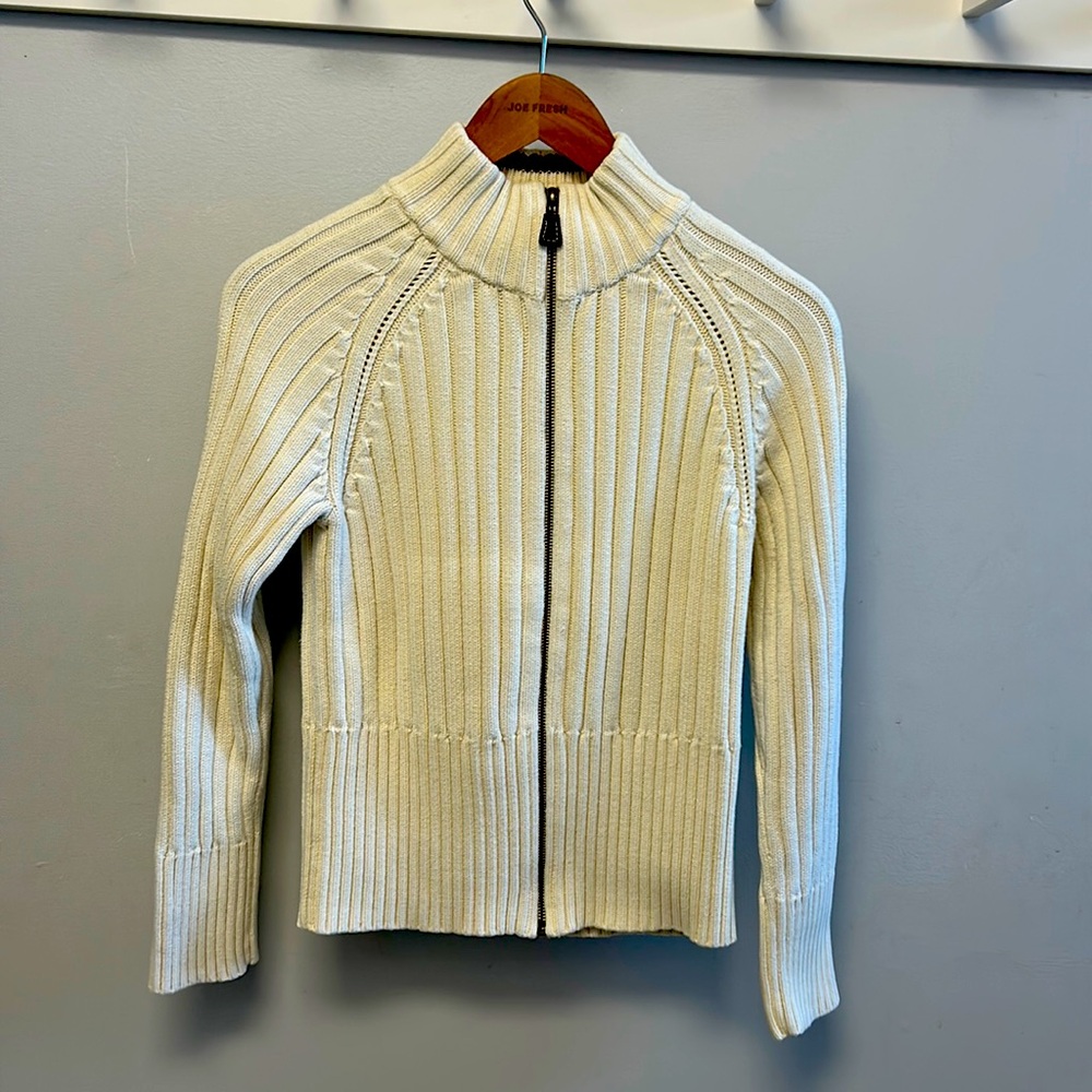 Tommy Hilfiger Cream Zip Up Cardigan